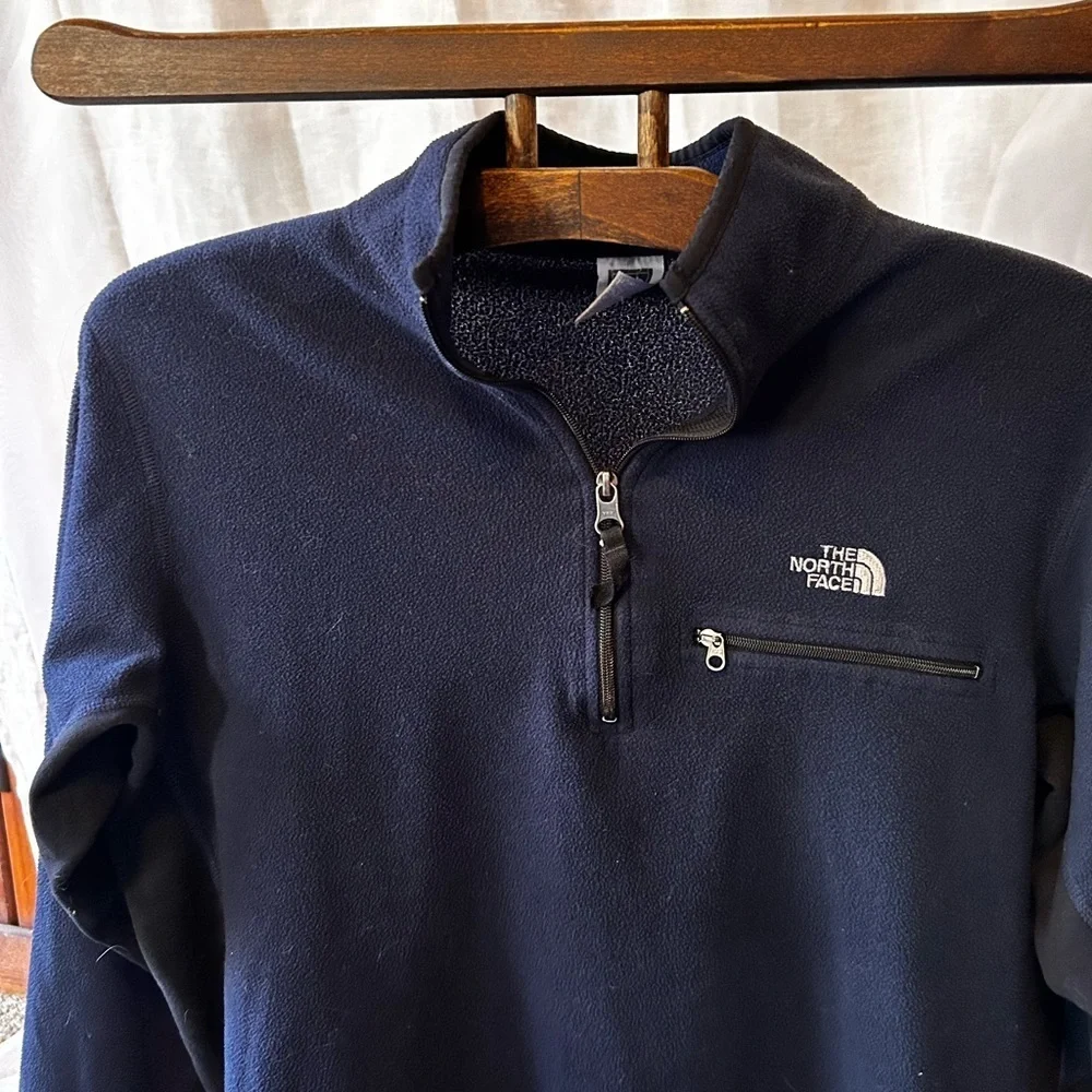 Northface 1/4 zip men’s navy and black fleece size large